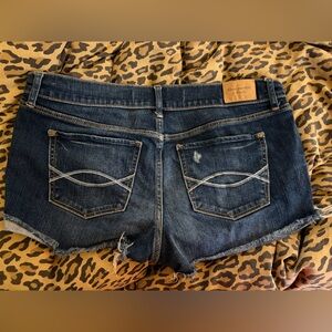 Abercrombie & Fitch Distressed Dark Blue Denim Cutoff Shorts